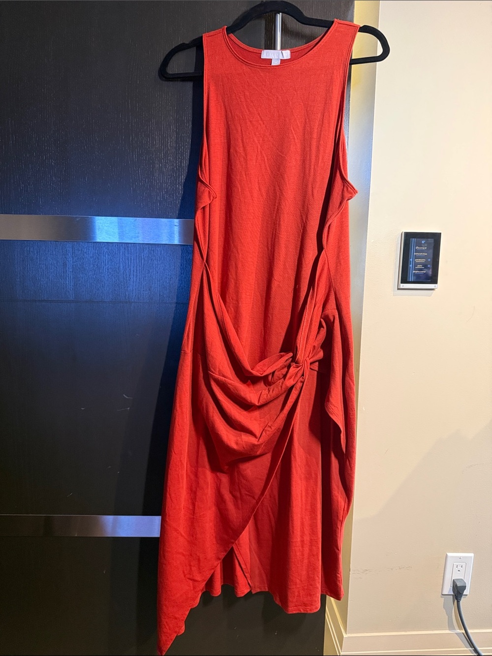 Chelsea28 Red Sleeveless Knot-Accent Midi Dress